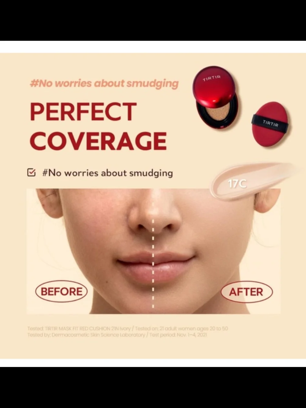 TIRTIR Mask Fit Red Cushion Foundation In Shade 43N Deep Cocoa NIB